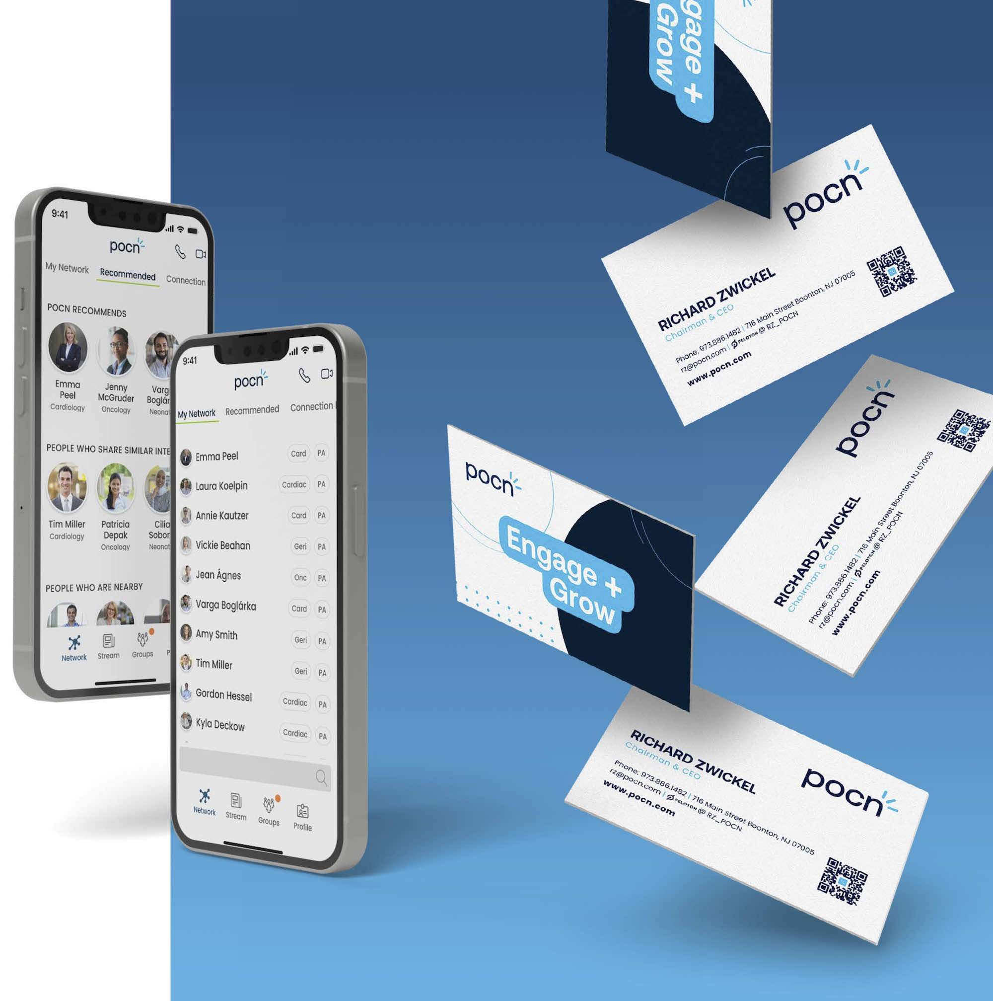 POCN print materials and app on mobile phones